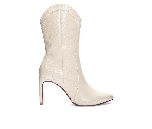 Women's Chinese Laundry Forester Western Inspired Heeled Boots in Cream color