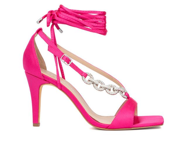 Women's Fashion to Figure Rosie Heel Dress Sandals in Pink Wide color