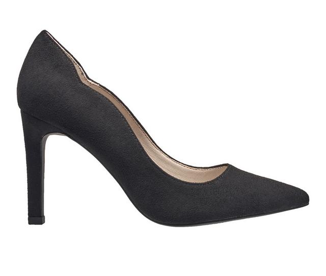 Women's French Connection Scallop Pumps in Black Suede color