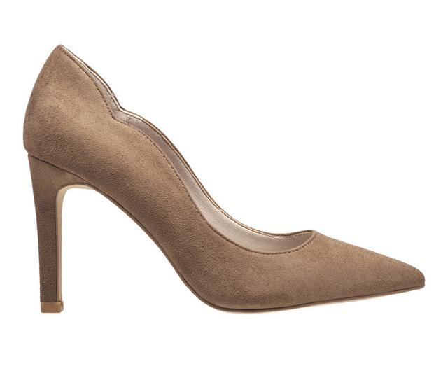 Women's French Connection Scallop Pumps in Taupe Suede color