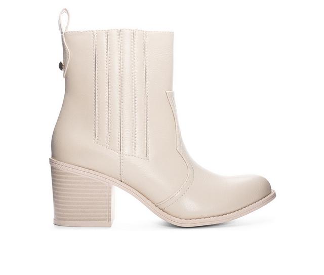 Women's Dirty Laundry Usee Block Heel Western Boots in Cream color