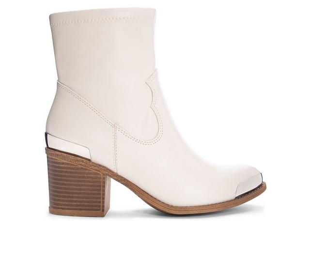 Women's Dirty Laundry Upbeat Heeled Western Boots in Cream color