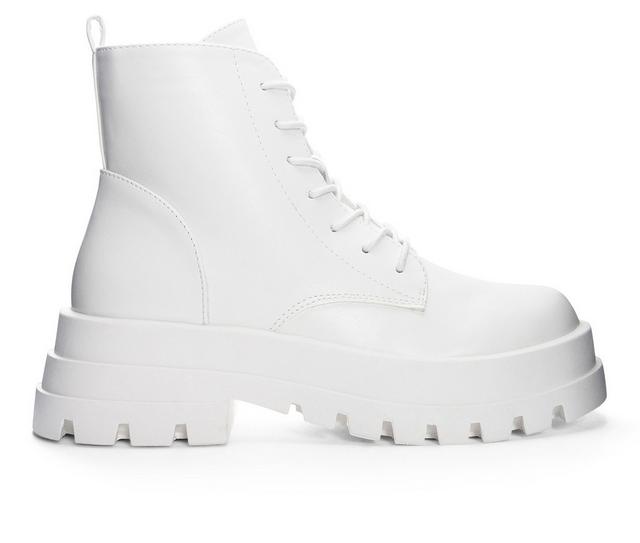 Women's Dirty Laundry Vedder Chunky Combat Booties in White color