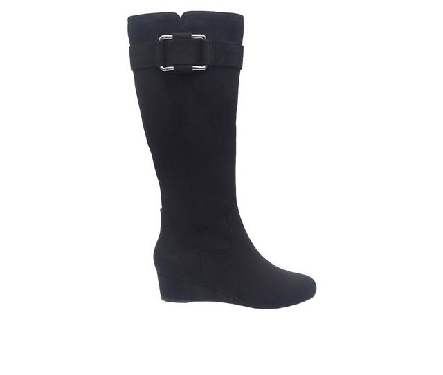 Women's Impo Genia Knee High Wedge Boots in Black color