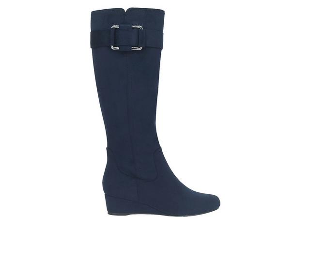 Women's Impo Genia Knee High Wedge Boots in Midnight Blue color