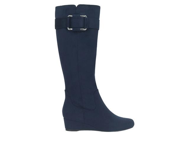 Women's Impo Genia Knee High Wedge Boots in Midnight Blue W color
