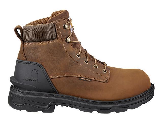 Men's Carhartt FT6000 Ironwood 6" Waterproof Soft Toe Work Boots in Brown color