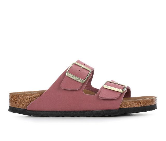 Women's Birkenstock Arizona Vegan Footbed Sandals in Berry Crush color