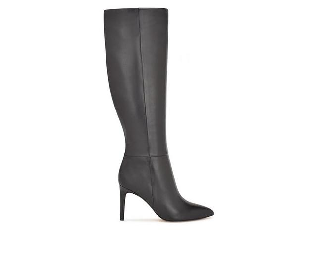 Women's Nine West Richy Knee High Heeled Boots in Black Leather color