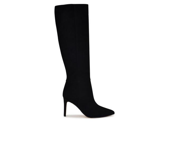 Women's Nine West Richy Knee High Heeled Boots in Black Suede color