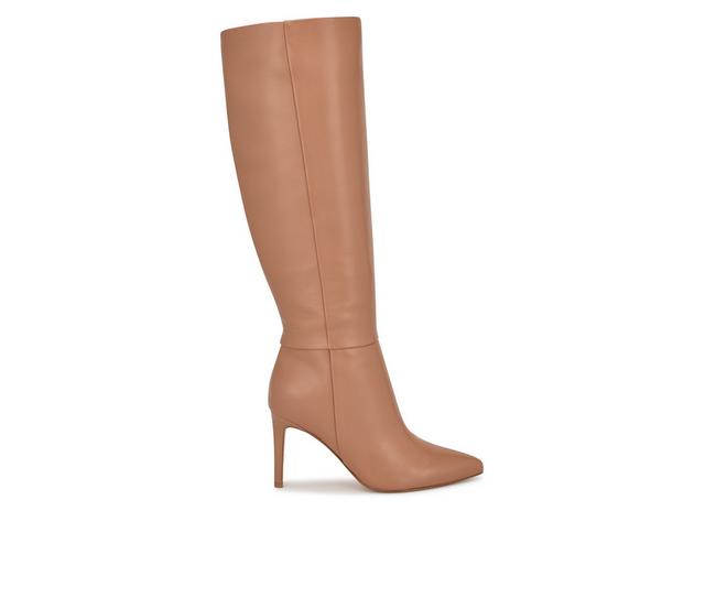 Women's Nine West Richy Knee High Heeled Boots in Light Natural color