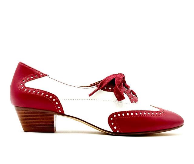 Women's Chelsea Crew Demi Low Heel Oxfords in Red/White color