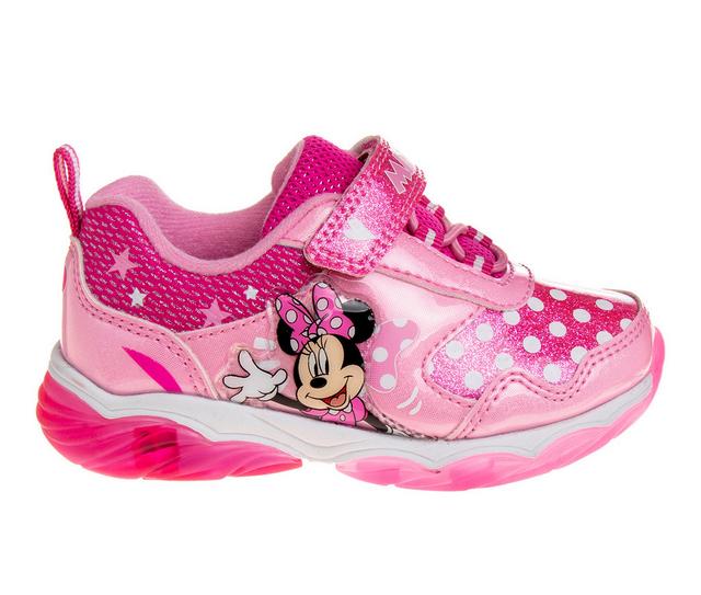 Girls' Disney Toddler & Little Kid Minnie Loves Polka Dots Light Up Sneakers in Pink color