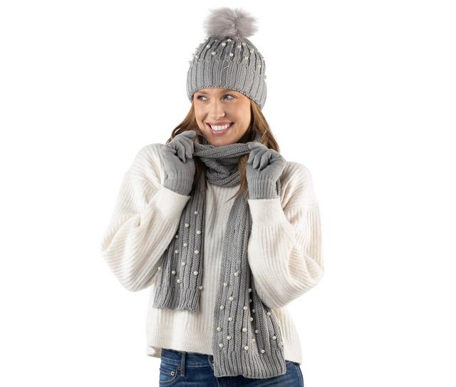 AW Items 3 Pack Pearl Hat Set in LIGHT GREY 2 color
