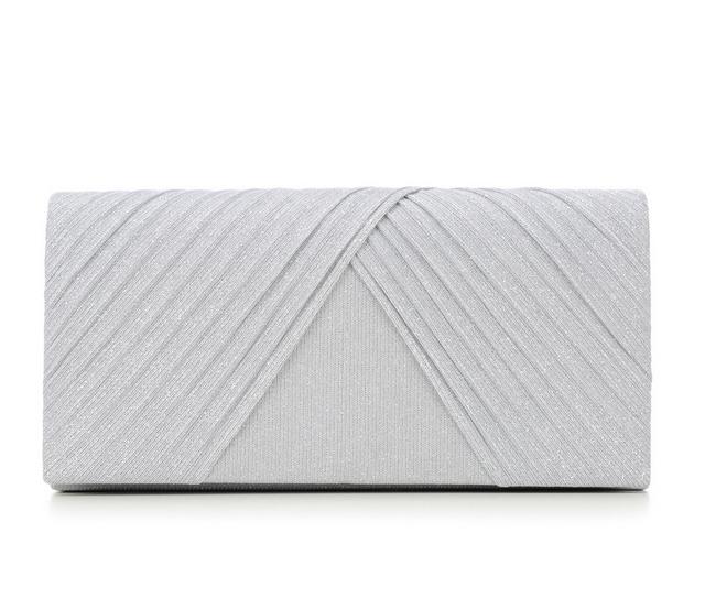 Four Seasons Handbags Pleated Glitter Clutch in Silver color