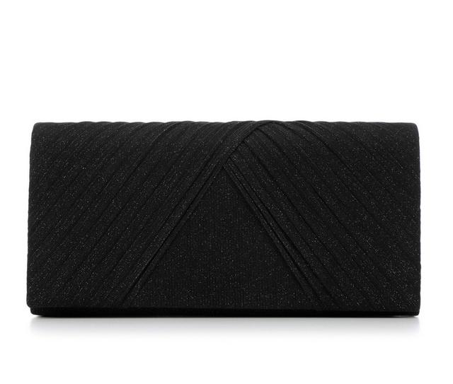 Four Seasons Handbags Pleated Glitter Clutch in Black color