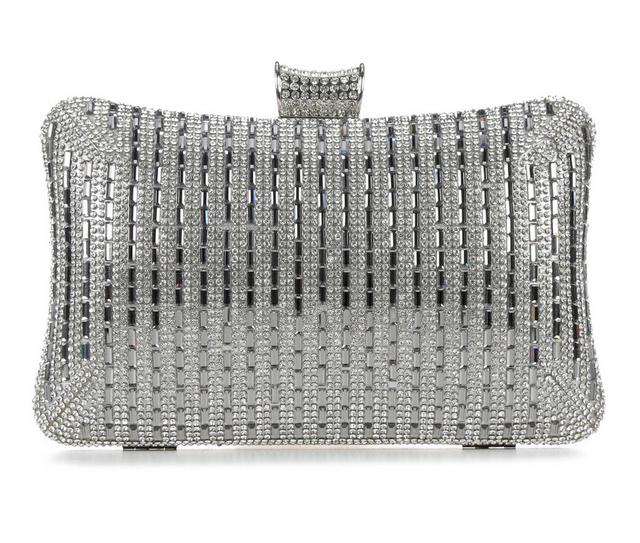 Vanessa Crystal Curve Clutch in Silver color
