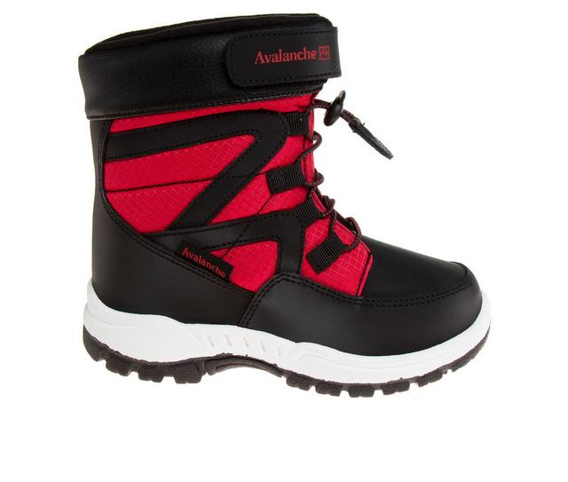 Boys' Avalanche Little Kid & Big Kid Alaskan Groove Winter Boots in Black/Red color