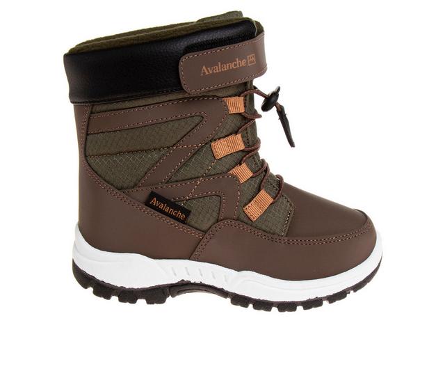 Boys' Avalanche Little Kid & Big Kid Alaskan Groove Winter Boots in Brown Oil color