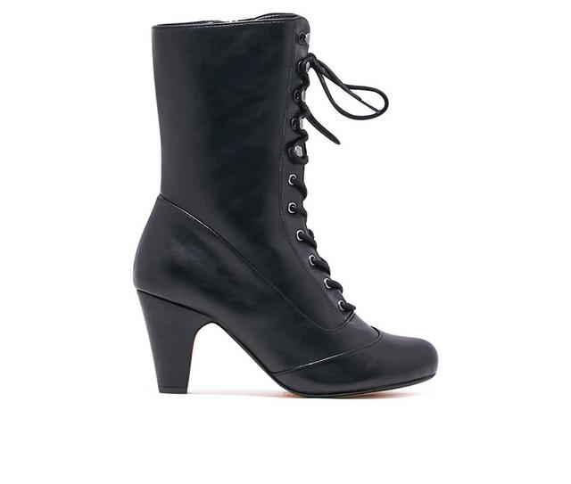 Women's Chelsea Crew Claire Lace Up Mid Calf Booties in Black color