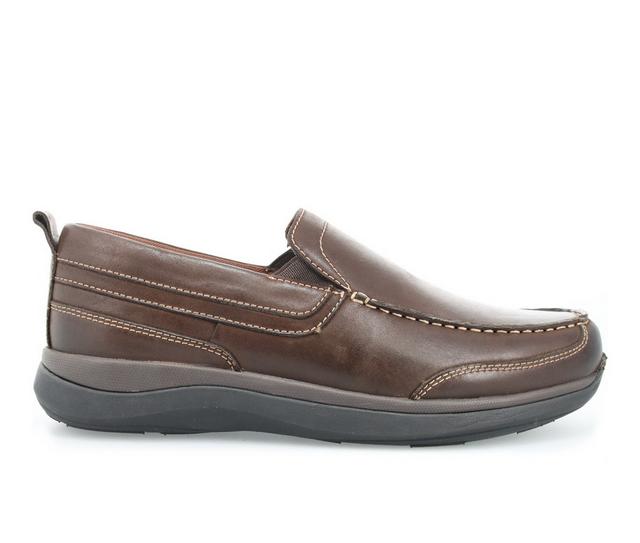 Men's Propet Preston Slip On Boat Shoe in Coffee color