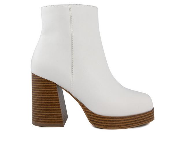 Women's Sugar Warrant Heeled Booties in White color