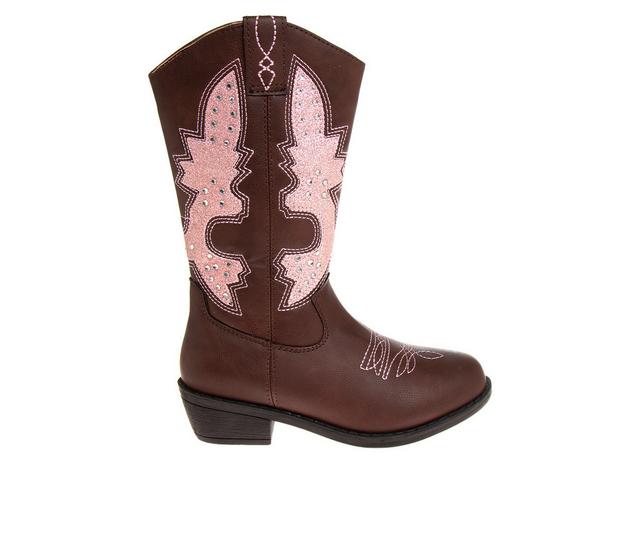 Girls' Kensie Girl Little Kid & Big Kid Dimmit Details Cowboy Boots in Brown/Pink color