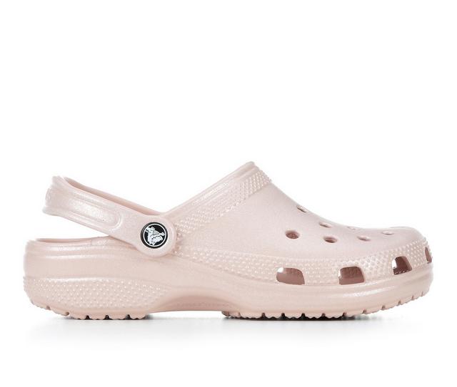 Adults' Crocs Classic Shimmer Clogs in Pink Clay color
