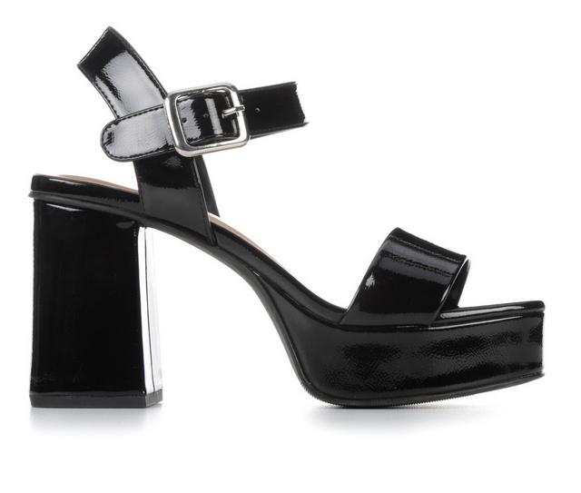 Women's Y-Not Macey Platform Dress Sandals in Black Patent color