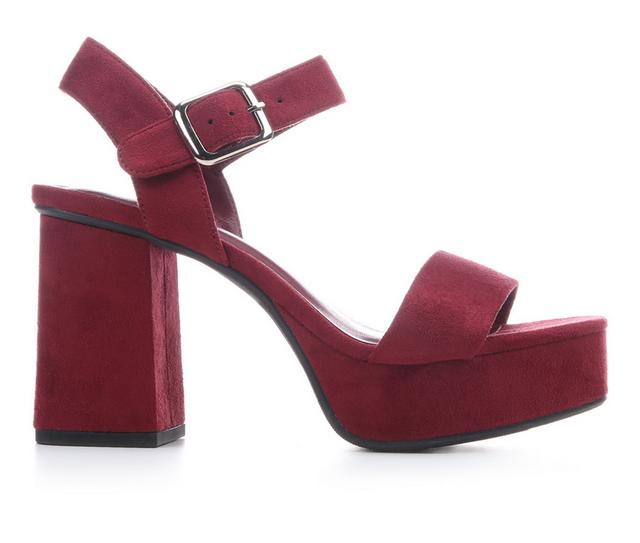Women's Y-Not Macey Platform Dress Sandals in DK Burgandy Mic color