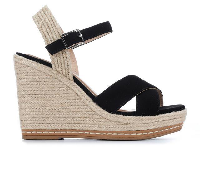 Women's Y-Not Ryleigh Espadrille Wedges in Black color