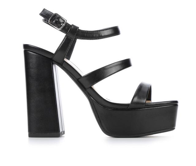 Women's Y-Not Icing Platform Dress Sandals in Black Soft PU color