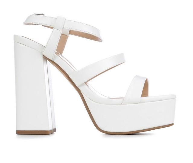 Women's Y-Not Icing Platform Dress Sandals in White Soft PU color