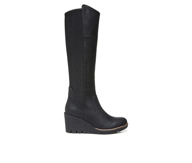 Women's Dr. Scholls Lindy Knee High Wedge Boots in Black Synthetic color