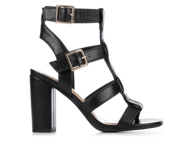 Women's Delicious Phebe Gladiator Dress Sandals in Black PU color