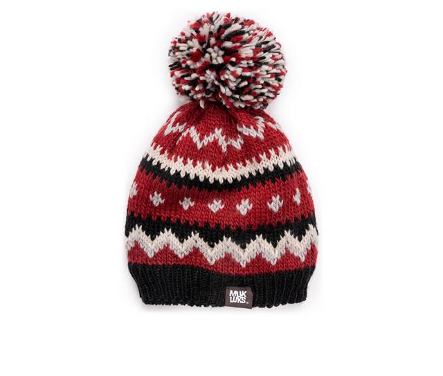 MUK LUKS Women's Cuff Knit Beanie in Candy Apple color