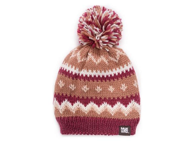 MUK LUKS Women's Cuff Knit Beanie in Canyon Rose color