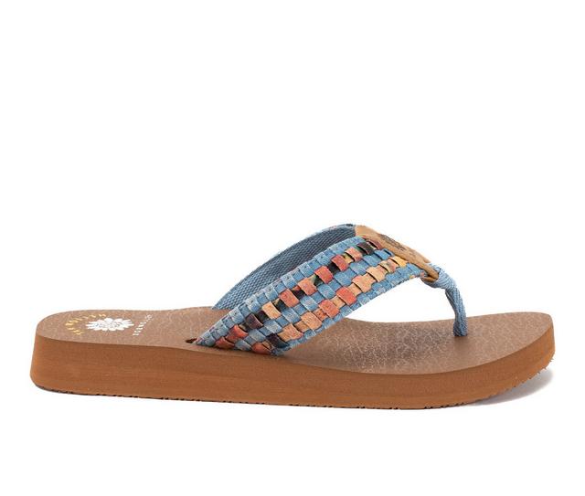 Women's Yellow Box Naddy Flip-Flops in Lt Denim color