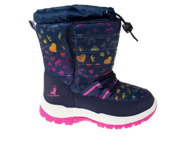 Girls' Rugged Bear Little Kid & Big Kid Sketchcore Girl Winter Boots in Navy/Pink color