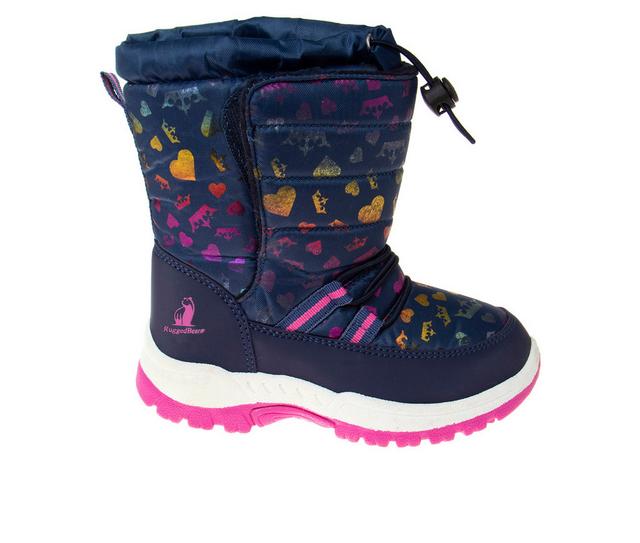 Girls' Rugged Bear Toddler & Little Kid Sketchcore Girl Winter Boots in Navy/Pink color