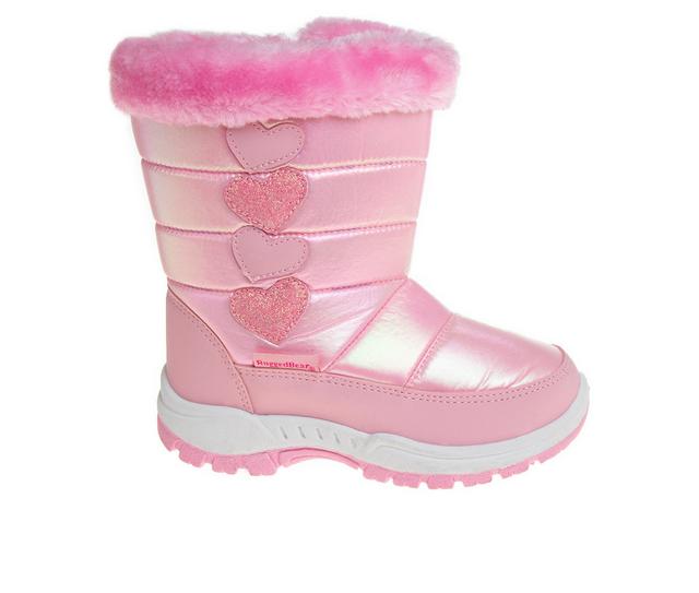Girls' Rugged Bear Little Kid & Big Kid Fur Heart Tower Winter Boots in Pink color