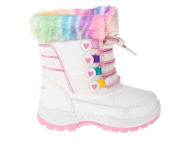 Girls' Rugged Bear Little Kid & Big Kid Pastel Heart Winter Boots in White/Multi color