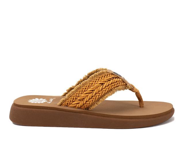 Women's Yellow Box Guppy Flip-Flops in Tan color