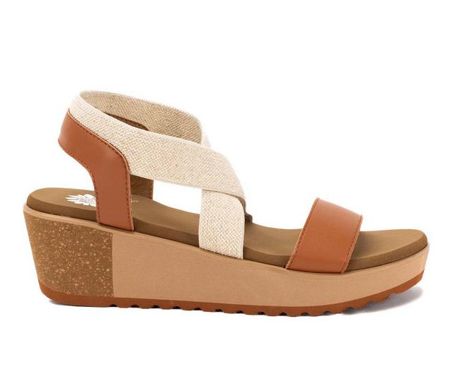 Women's Yellow Box Maldive Wedge Sandals in Tan color