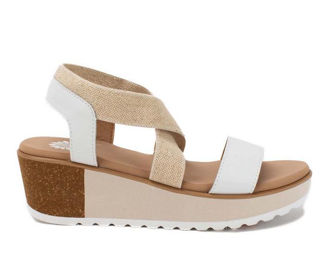 Women's Yellow Box Maldive Wedge Sandals in White color