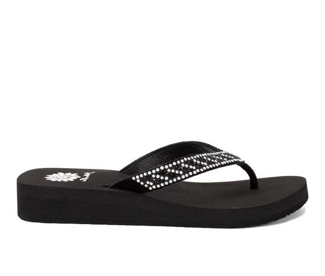 Women's Yellow Box Jayne Flip-Flops in Black color
