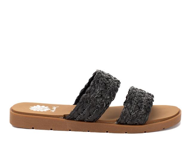 Women's Yellow Box Filbert Sandals in Black color