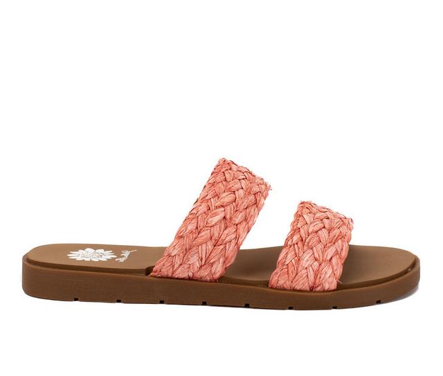 Women's Yellow Box Filbert Sandals in Coral color