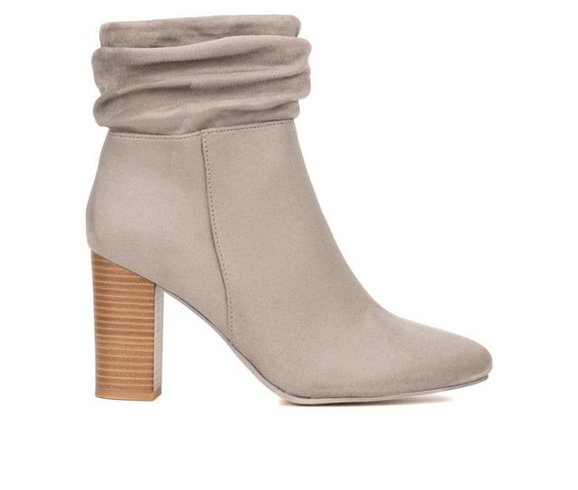 Women's New York and Company Sandy Heeled Booties in Grey color
