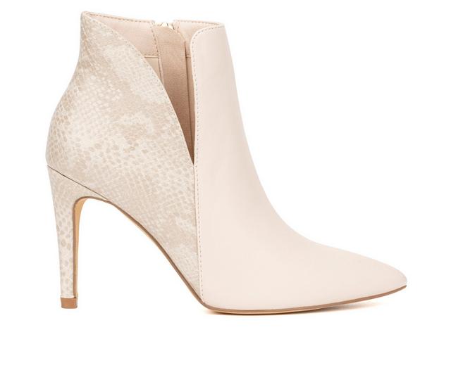 Women's New York and Company Emani Heeled Booties in Nude color